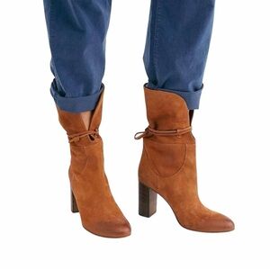 NEW Free People Brown Distressed Suede Mila Heel Boot size 39